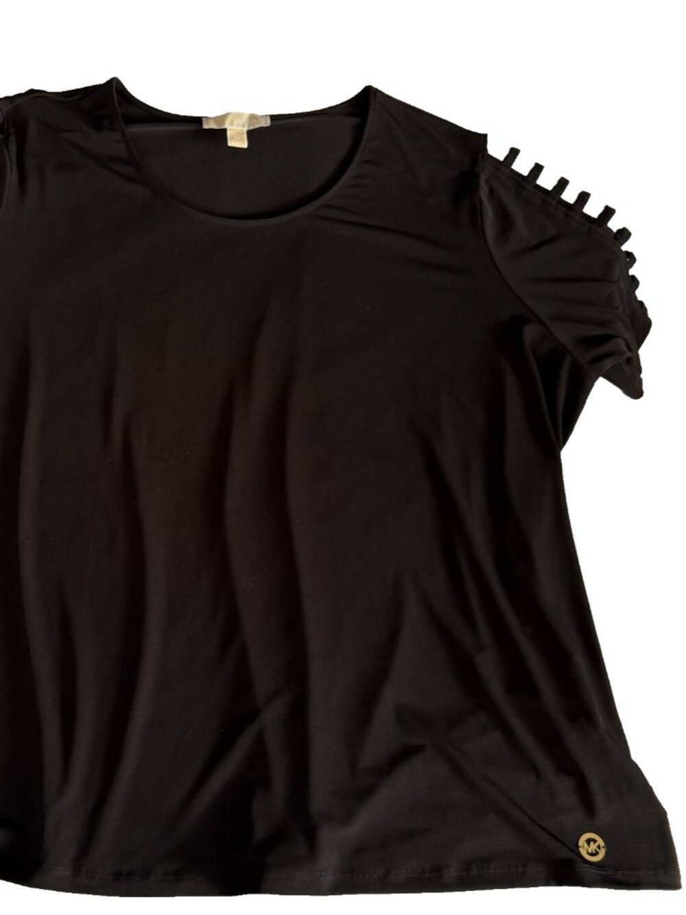 MICHAEL MICHAEL KORS BLACK TOP WOMENS 3X PLUS OPEN SHORT LADDER SLEEVE STRETCH
